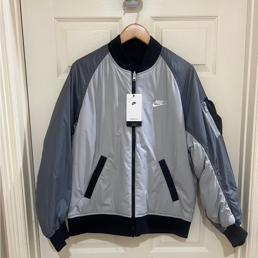 Nike Therma-Fit Reversible Bomber Jacket Black Grey Men Size M
